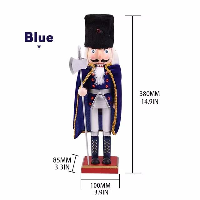 Christmas Nutcracker Decoration Puppet Solider Cloak King Wooden Doll Walnut Handcraft Figurine Home Office Decor Merry Christma