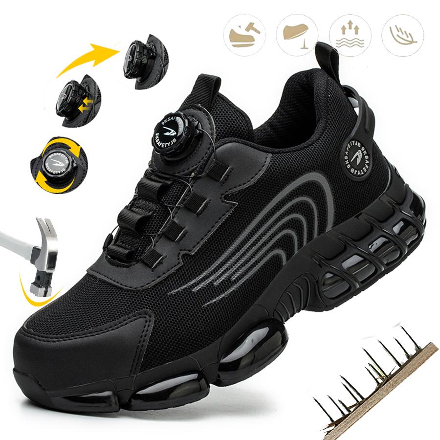 Rotary button new safety shoes for men, anti-impact and anti-piercing work shoes, fashionable men's sports shoes, and safety pro