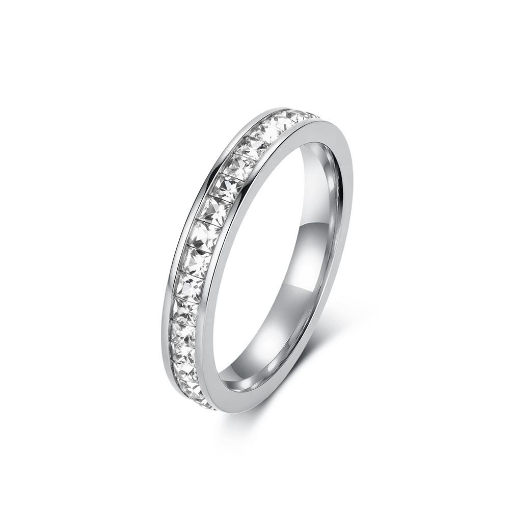 Ins Jewelry Titanium Steel Plated 18k Gold Emerald Square Diamond Ring Women s Fashion High Sense Light Luxury Temperament Tail Ring 6#