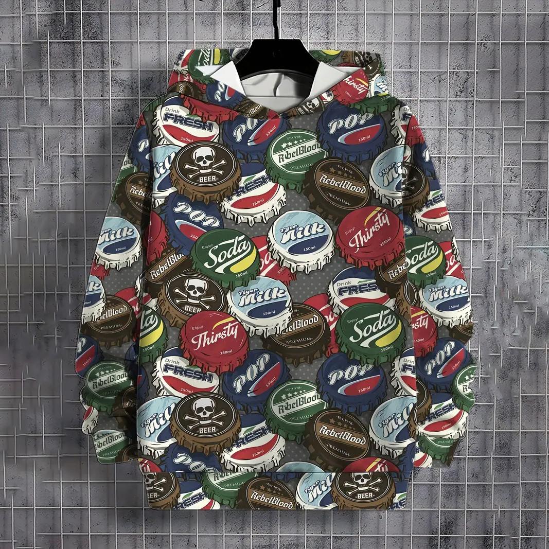 

Осенняя мужская толстовка с капюшоном, повседневный свитер с длинным рукавом и принтом мороженого, модная толстовка с капюшоном, уличная одежда, свободная мужская толстовка с капюшоном 6XL