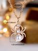 Female Crystal White Zircon Stone Cute Spider Pendant Necklace Vintage Gold Color Wedding Jewelry For Women