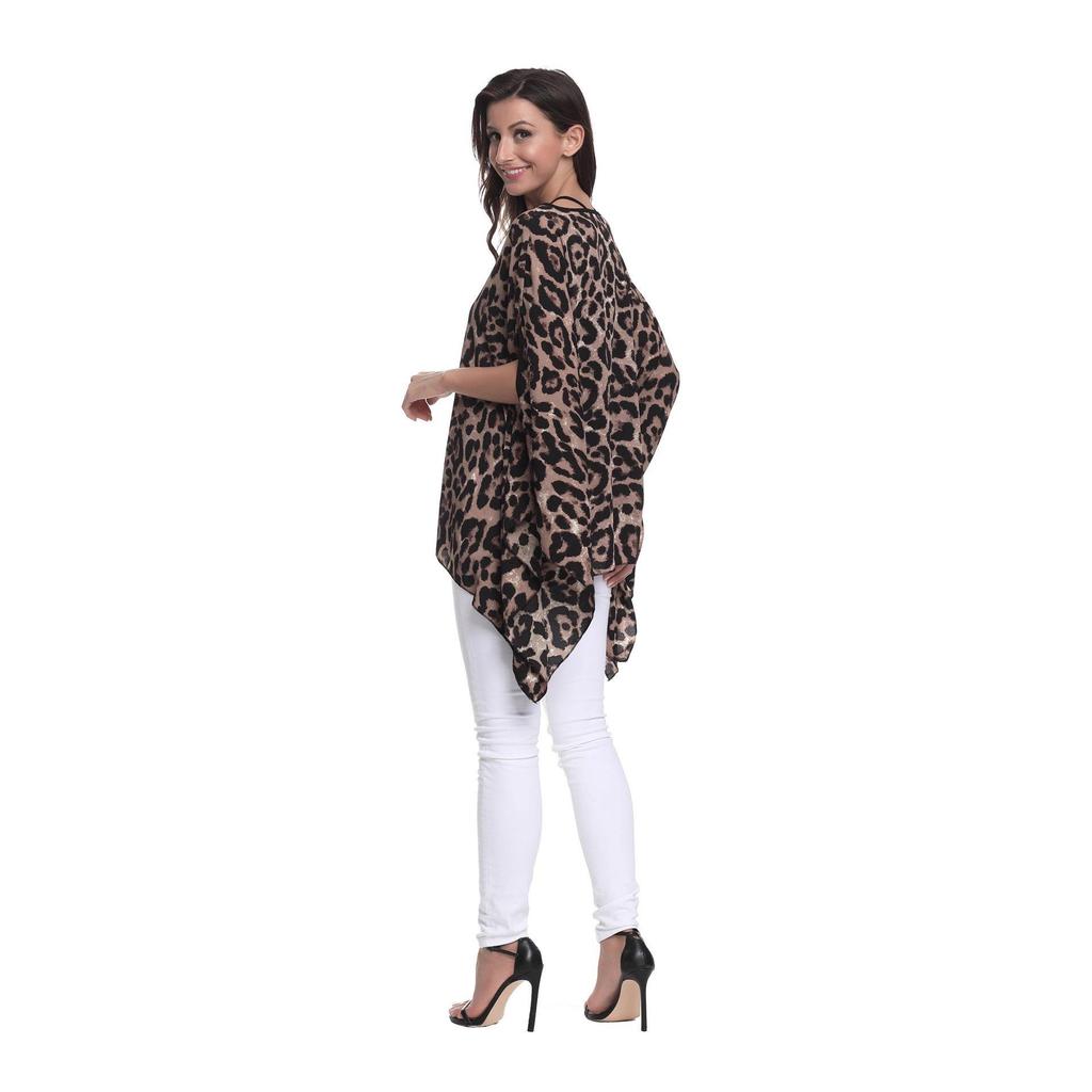 Plus Size Chiffon Batwing Shirt for Women – European & American Style, Extra Large 