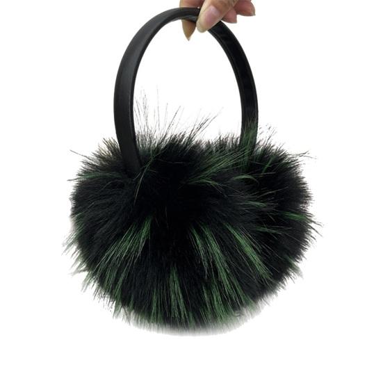 

Earmuffs Faux Mink Fur Oversized Fit Soft Thick Fluffy Warm Ear Warmers Fall Winter Outdoor Activities зелёный/чёрный