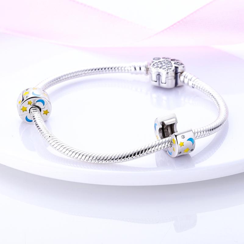 Boy And Girl Silver Color Beads Star Moon Clip Charm Unicorn Dangle Charms Fit New Arriver Cute Bracelet Diy
