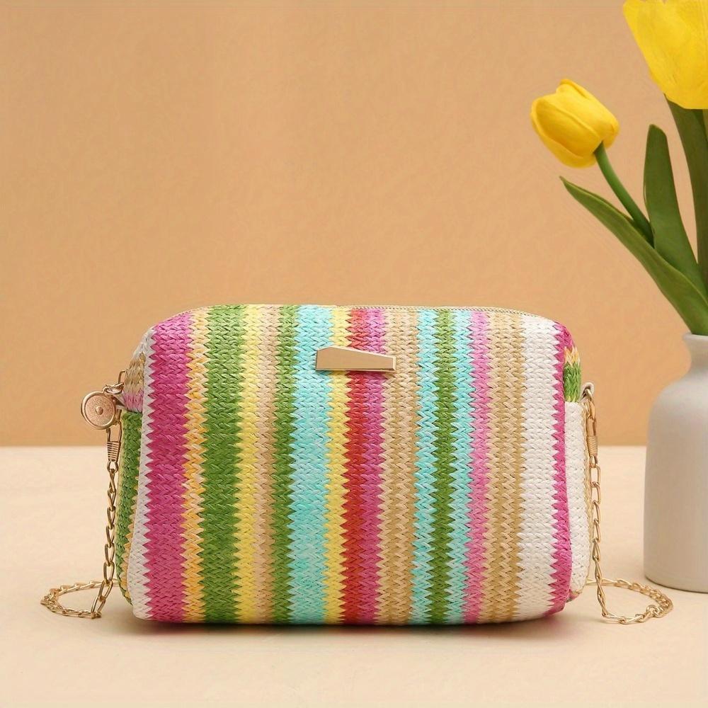 Mädchenhafte Farbe Stroh Umhängetasche Multifunktional, Tragbar und Perfekt als Damen Kamera- oder Kosmetiktasche