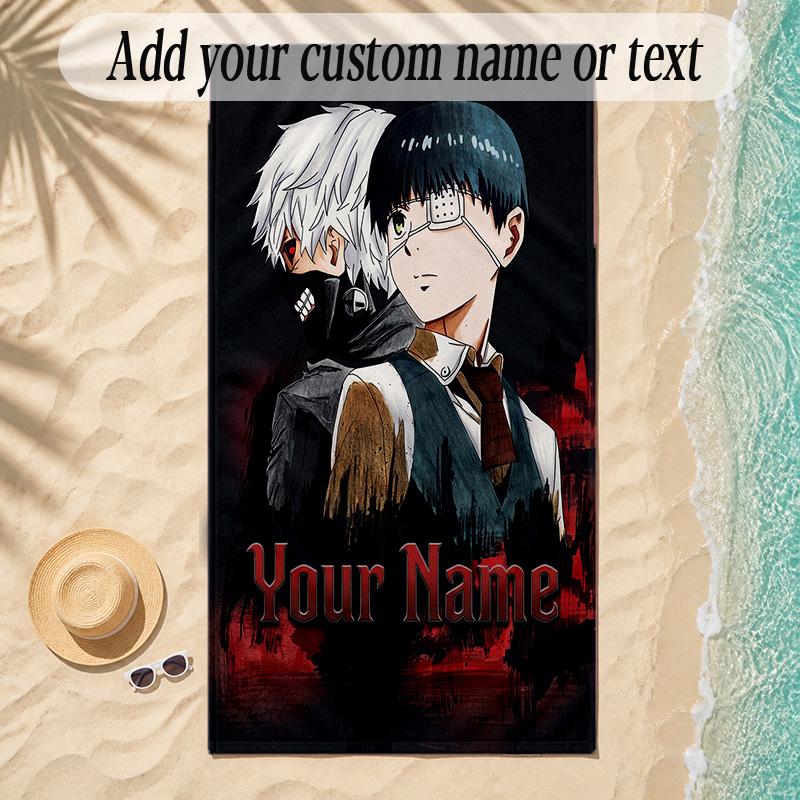Beach TowelTokyo Ghoul Custom Name Text Personalized Soft Towel for Beach Pool Indoor Home Decor Gift