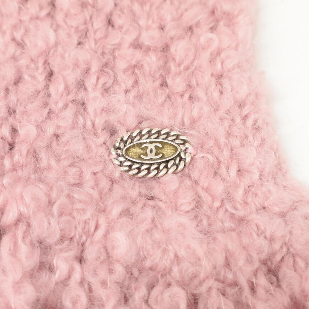 CHANEL [Excellent Condition/Domestic Authentic] 05A P26689V0300 CC Logo Plate Wool x Mohair x Silk Fringe Scarf pinkUsed