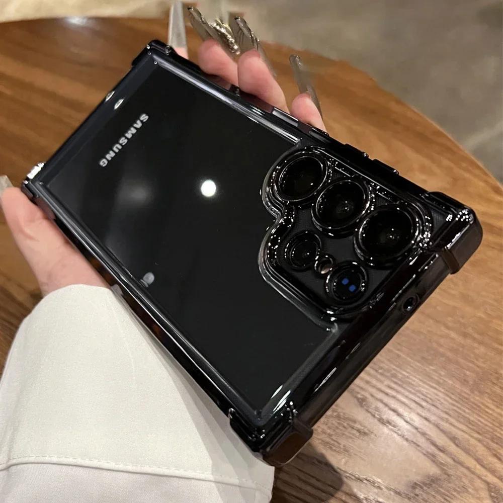Clear Plating Shockproof Case for Samsung Galaxy S24 S23 FE S22 Plus S25 Ultra A34 A54 A15 A35 A55 A53 Hard Armor Cover