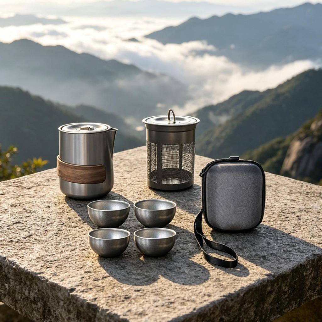 Travel Tea Set with Case Compact for Camping