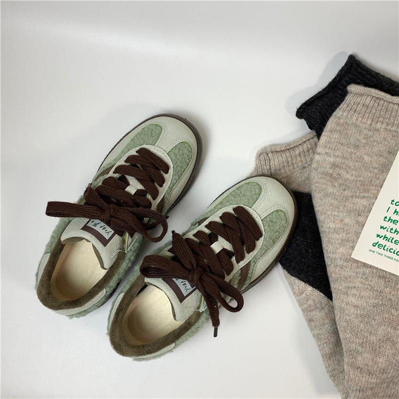 

Новые женские низкие флисовые туфли, универсальные нишевые туфли из флиса тедди 40 зелёный