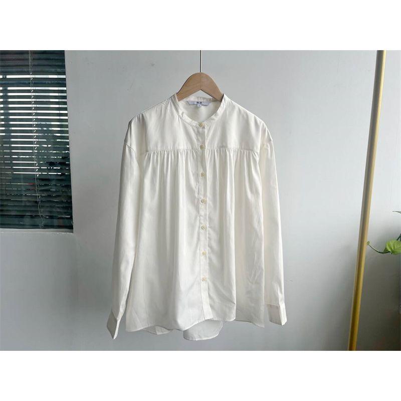 

Слегка дефектная K-стиль Однобортная Однотонная Свободная с круглым вырезом Рубашка из чистого хлопка с длинными рукавами Минималистичная мода На все случаи жизни Клетчатая Стройнящая C5 White L