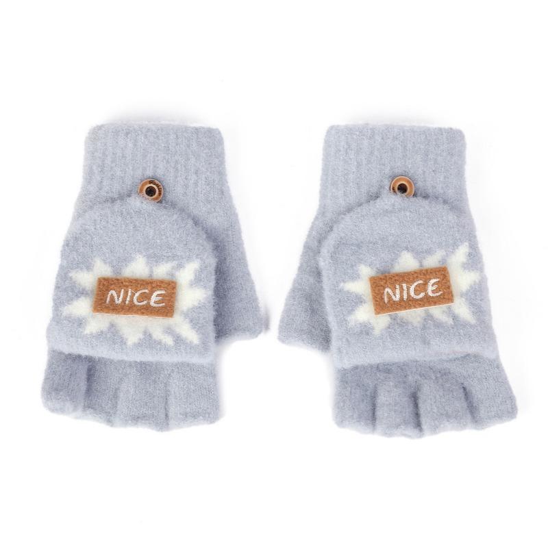 

Новые осенне-зимние перчатки без пальцев с откидным верхом, флисовые термоперчатки, студенческие перчатки для письма, удобные плюшевые перчатки светло-синий