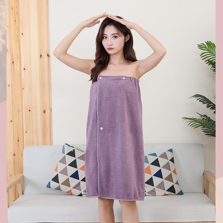 Coral Fleece Bath Skirt Strapless Bow Elastic and Wearable Towel Dry Hair Cap Absorbent