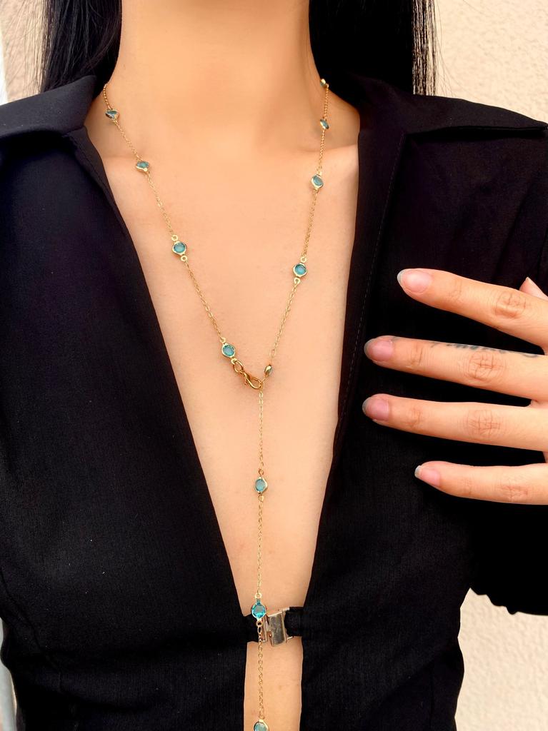 Bohemian Long Y-Shaped Necklaces for Women Metal Clavicle Chain Gold Color Choker Holiday Party Jewelry Necklace Gift Collar