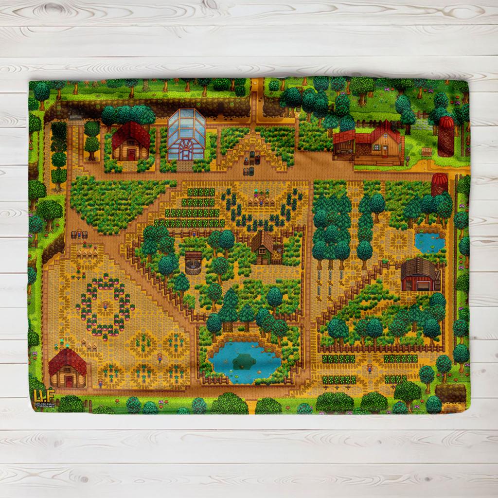 Stardew Valley Městská mapa Deka Flanelová deka Přehozy na postel pohovku Ultra-měkká přikrývka do ložnice