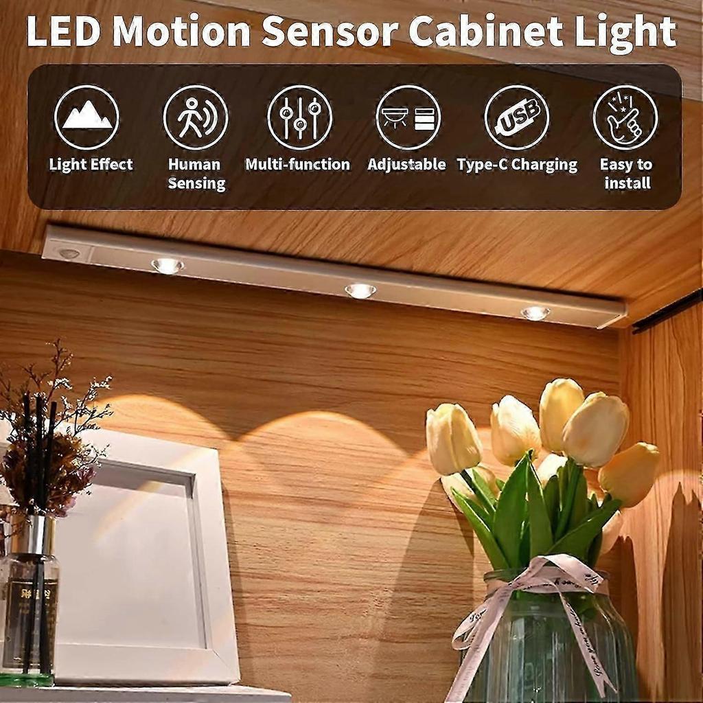 Lampada LED da 40 cm, Lampada per Armadio a 4 Modalità con Sensore di Movimento, Ricaricabile USB da 550 mAh, Luce LED Senza Fili da Cucina da 6000K con Temperatura Colore Regolabile