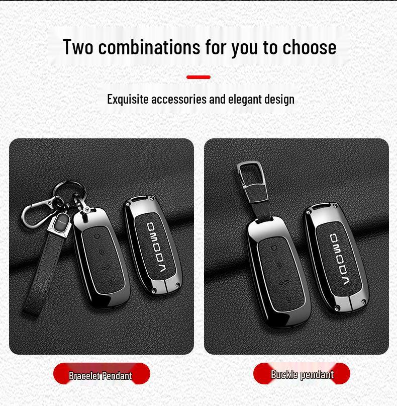 OMODA High-End Zinc Alloy Car Key Case with Anti-Lost Buckle for Men and Women.