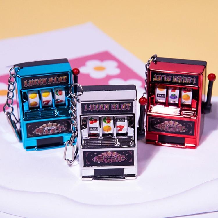Miniature Fruit Slot Machines Keychain Charm Colorful Accessory for Bags Portable Entertainment Phone Chain Decoration