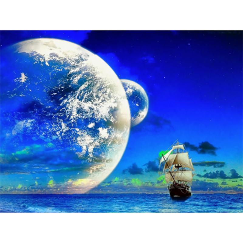 DIY 5D Diamond Painting Sailboat Diamond Embroidery Sea View Cross Stitch Full Round Drill Home Decor Manual Art Gift