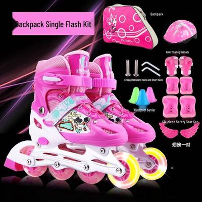 Verstellbare Kinder-Inline-Skates mit Blinkrädern - PVC-Set Rollerblades