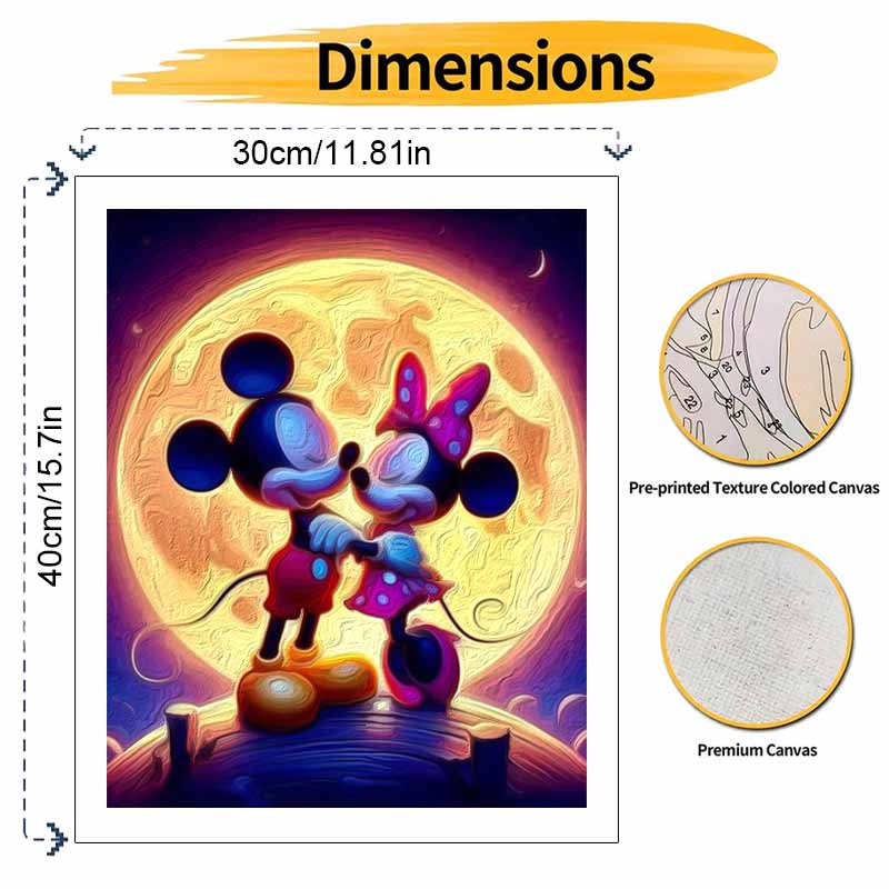 Disney Mickey Minnie Moon digital oil painting diy handpainted coloring painting home decoration room wall art gift for lover decor