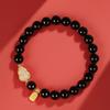 Women's Black Obsidian Gourd Bracelet - Year of the Rat Lucky Charm, Imitation Hetian Jade, Original Couple Gift.