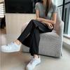 Women's Loose Large Size Slit Wide-leg Pants Schoolgirl All- Slimming Straight-leg Cropped Trousers