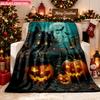 Blanket 1pc Halloween Pumpkins And Haunted Mansion 2D-Printed Flannel Throw Blanket - Soft And Cozy Suitable for Use On The Sofa W