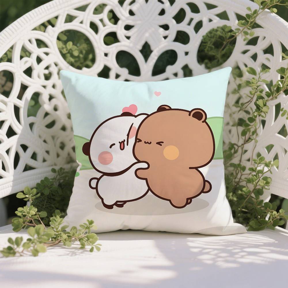 Cartoon Rolle Bubu & Dudu Paar Kissenbezug Milbenschutz Kissenbezug Verdeckter Reißverschluss Seidig Kurzer Plüsch Sofakissenbezug