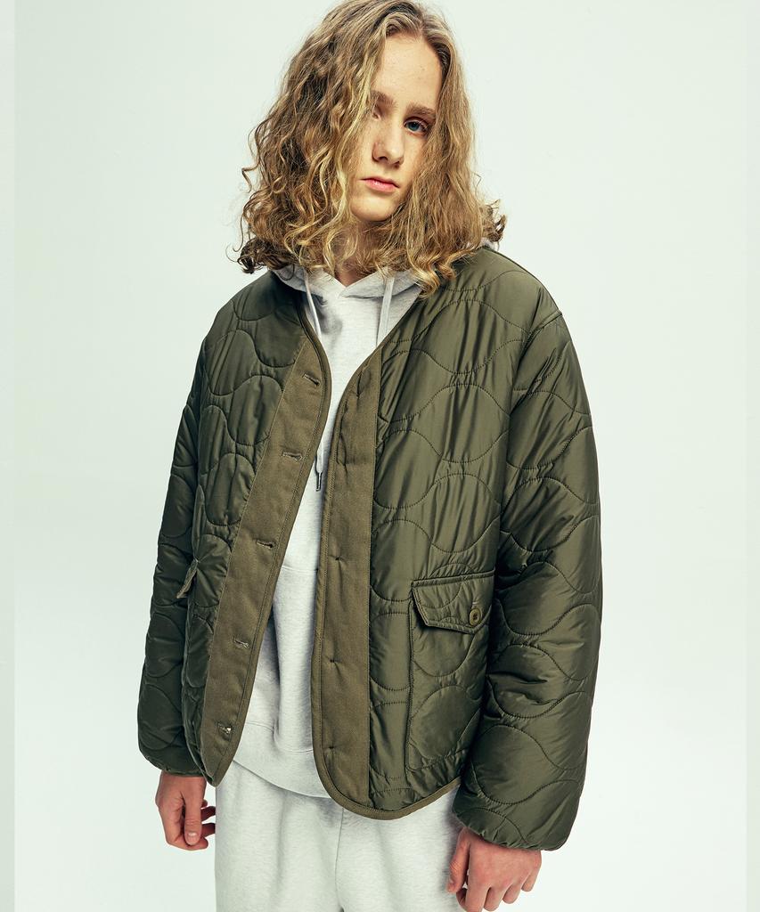 Knd Reversible Quilted & Fleece Liner Jacket Olive Khaki
