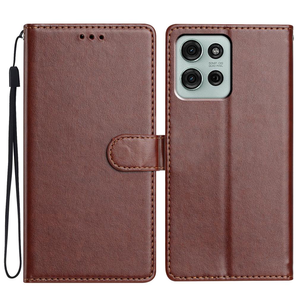 For Motorola Moto G75 5G Leather Case Wallet Stand Phone Cover with Handy Strap