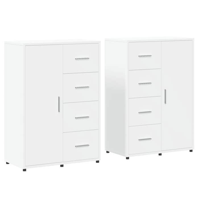 VidaXL Buffets 2 pcs blanc 60x31x84 cm bois d'ingénierie, armoire de rangement, meuble d'entrée, meuble d'appoint, meuble de 3276588