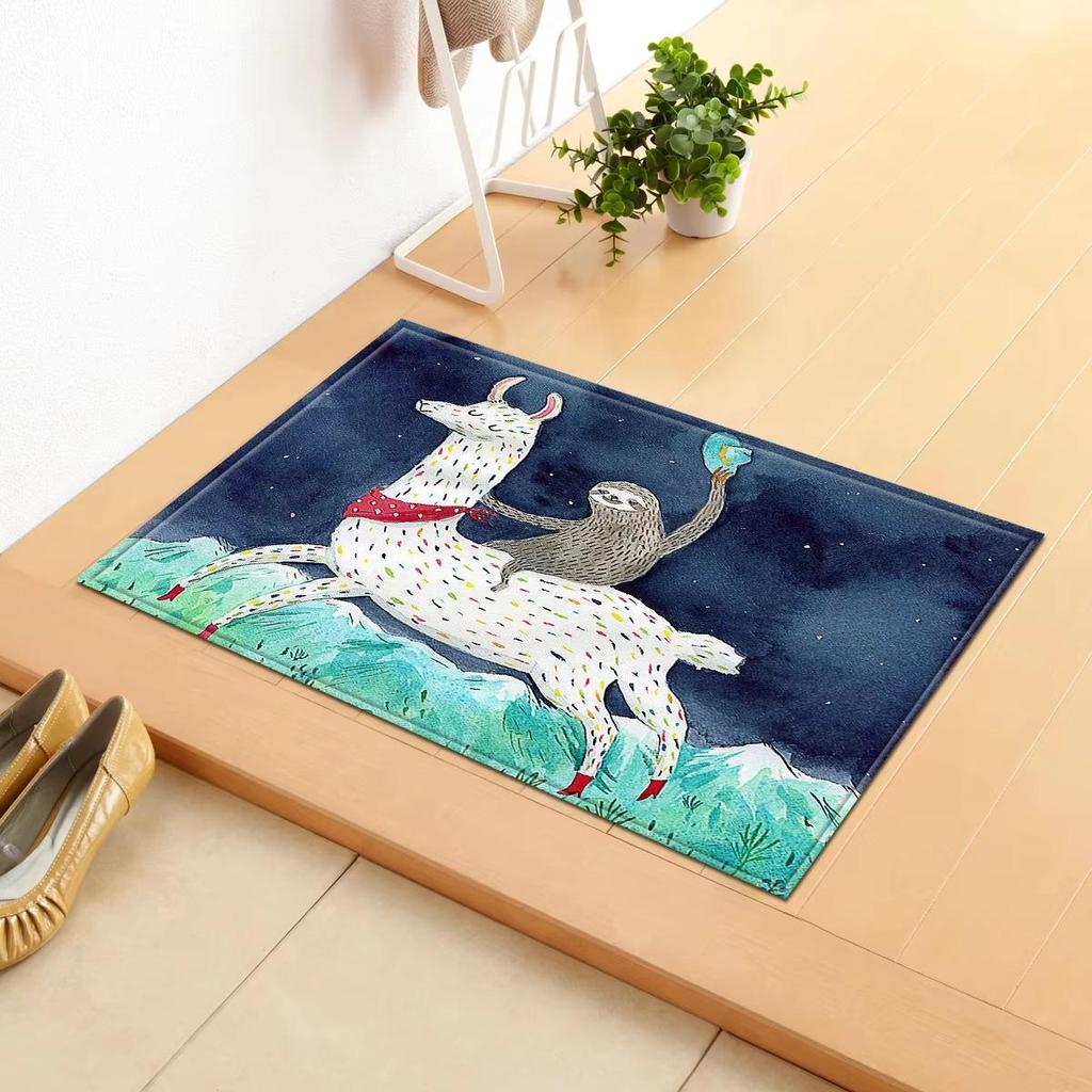 Floor Mat 1PCS Cute Cartoon Non-Slip Carpet Office Chair Doormat Stain Resistant Toilet Bathroom Kitchen Living Room
