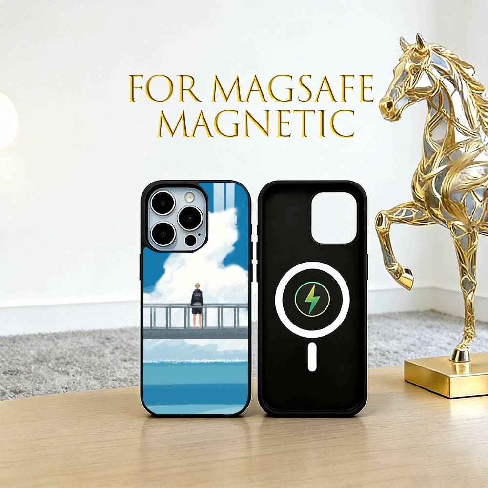 Alone by the Sea Phone Case For iPhone17,16,15,14,13,12,11 Plus,Pro Magnetic with Magsafe Wireless Charging