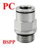 PC PL PCF PLF M5 6 1/8" 1/4" 3/8" 1/2" 3/8" BSP Außengewinde 4-16mm Vernickeltes Messing Winkelstück Gerade Steckverbindung Pneumatikfitting