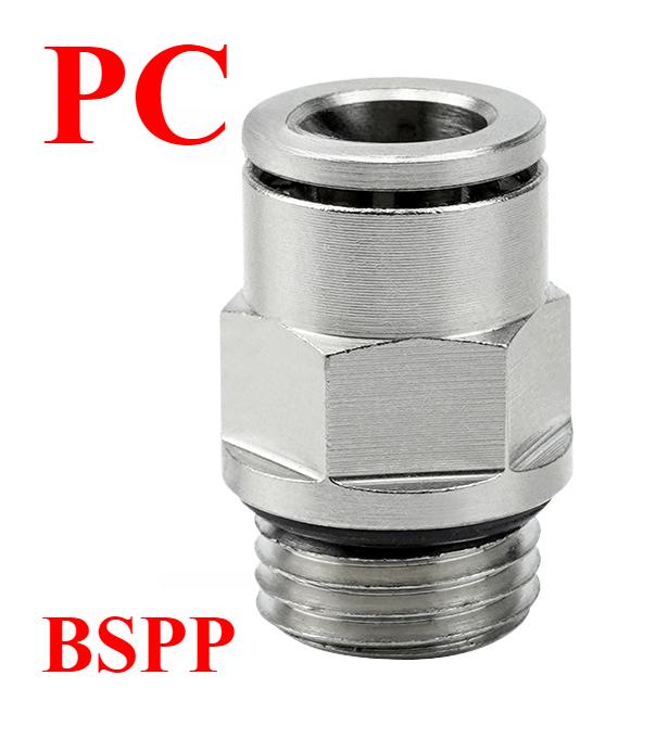 PC PL PCF PLF M5 6 1/8" 1/4" 3/8" 1/2" 3/8" BSP Außengewinde 4-16mm Vernickeltes Messing Winkelstück Gerade Steckverbindung Pneumatikfitting