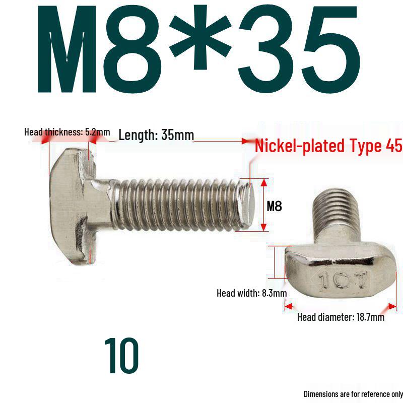 304 Stainless Steel T-Slot T-Head Bolt for Aluminum Profiles (20/30/40/45)