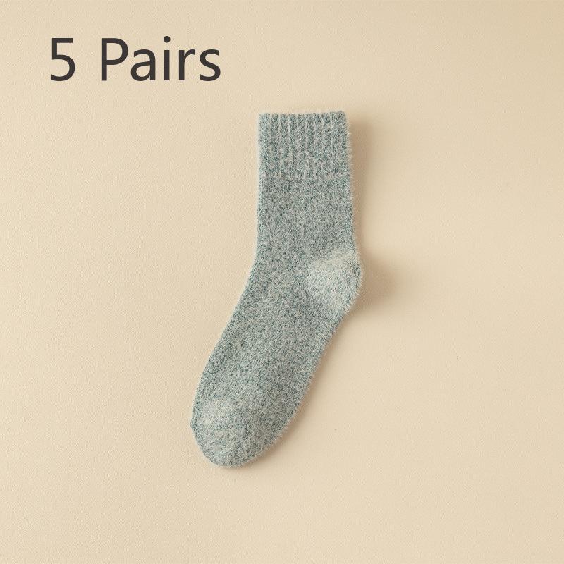 5 Pairs of  Male Autumn and Winter Plush Warm Thickened Floor Mid Calf Socks