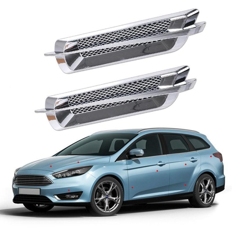 2x Car SUV Plastic Chrome Air Flow Fender Side Vent Decoration Sticker Accessory 2x Car SUV Plastic Chrome Air Flow Fender Side Vent Decoration Sticker Accessory