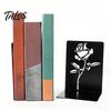 Compact Bookend 2PCS Metal Bookends, L-Shaped Reinforced Support Book Holder, with Non-Slip Large Capacity Holder Pads, Hollow Floral Design