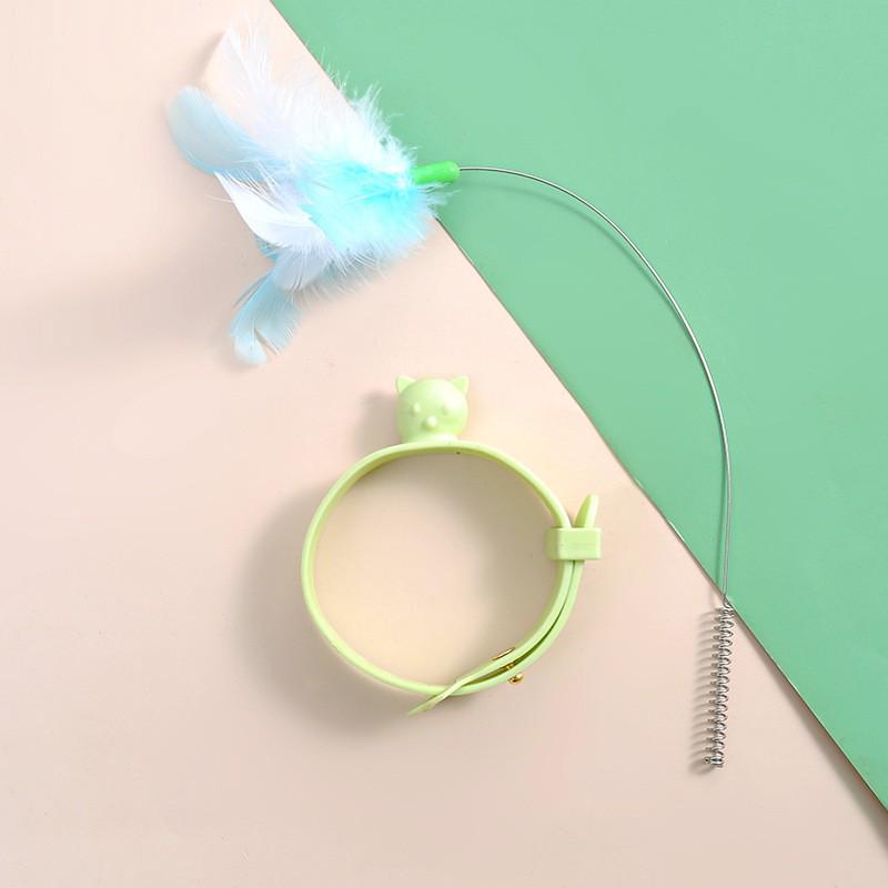 Long Rod Steel Wire Feather & Bell Cat Teaser - Durable Bite-Resistant Interactive Toy