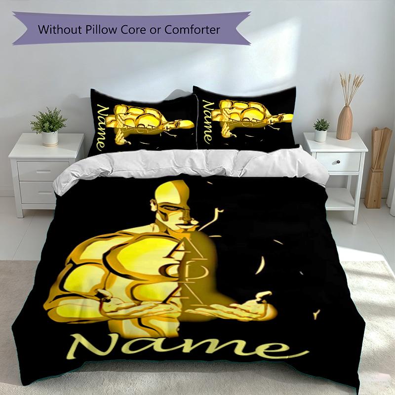 3pcs Custom Name Alpha Phi Alpha Set,Includes 1 Duvet Cover and 2 Pillowcases,All-season Bedroom Decor