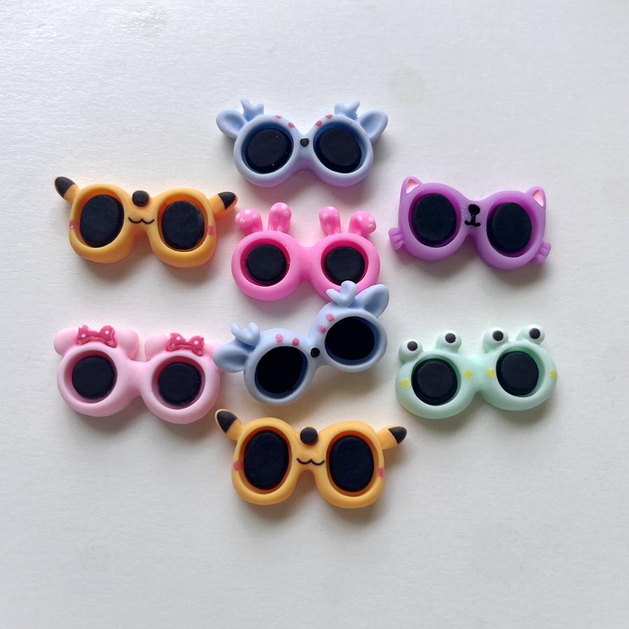 20pcs Mixed Cute Animal Glasses Resin Flat Back Decorative Scrapbook Diy Jewelry Hair Accessories Charm Decorative Accessories