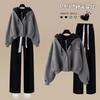 Women's 2 Piece Tracksuit Set Fake Two Piece Hooded Crop Sweatshirt & Elastic Waist Wide Leg Pants Loose Casual Spring Fall Matching Outfit