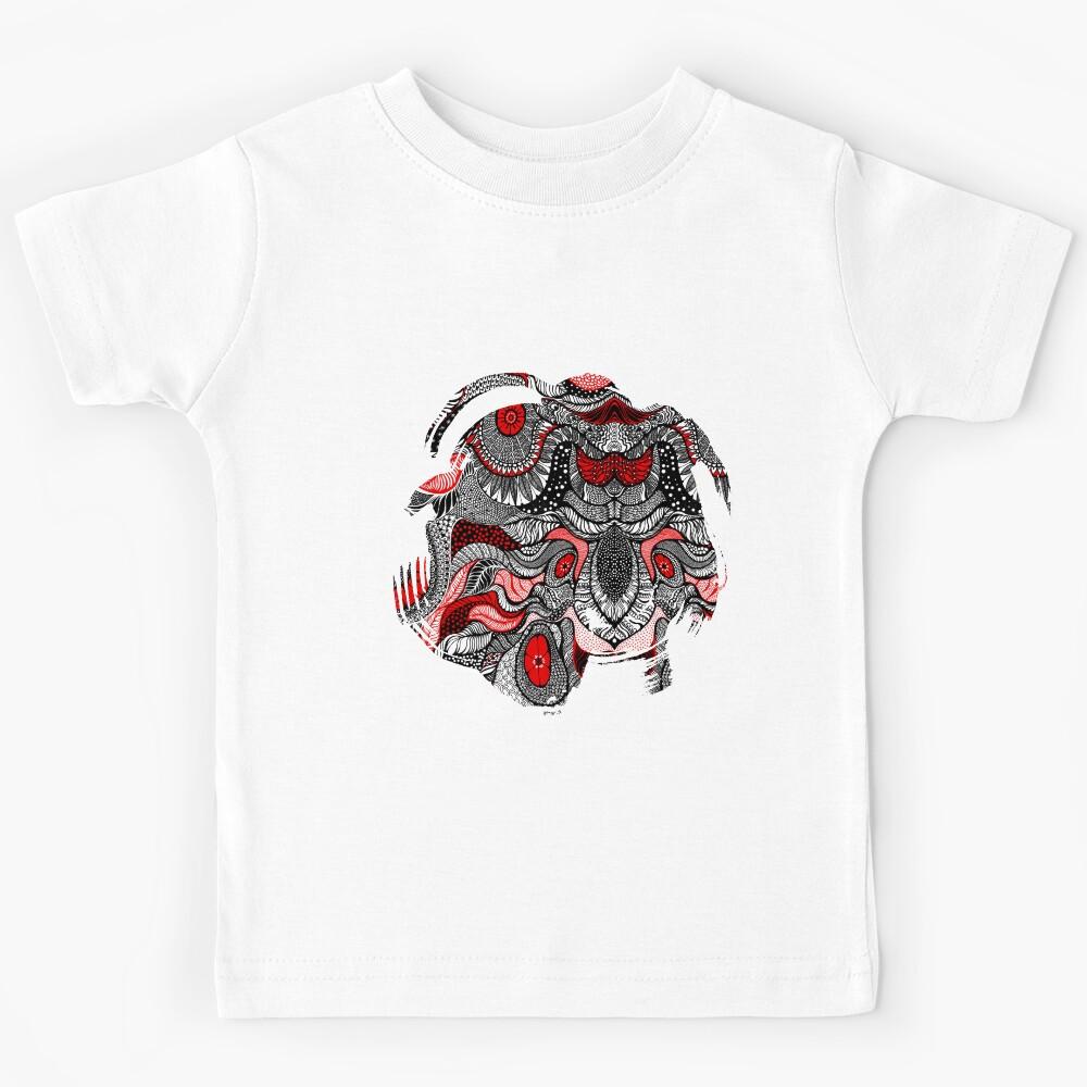 Black , Red and white pattern Kids T-Shirt 110