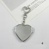Flip Folding Mirror Keychain Travel Pocket Mirror Key Ring Metal Elliptical Heart-Shaped Mirror Anti-Lost Phone Camera Pendant