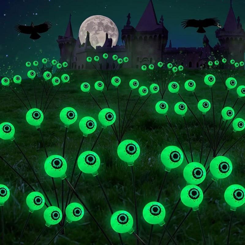 Solar Powered Halloween Eyeball String Lights with Ground Stakes - SpookyOutdoor Garden Party Decor for Halloween & Christmas 1PC