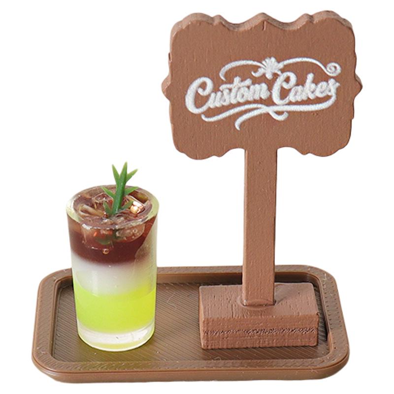 Handmade Mini Dollhouse Juice Tray Scene Ornament