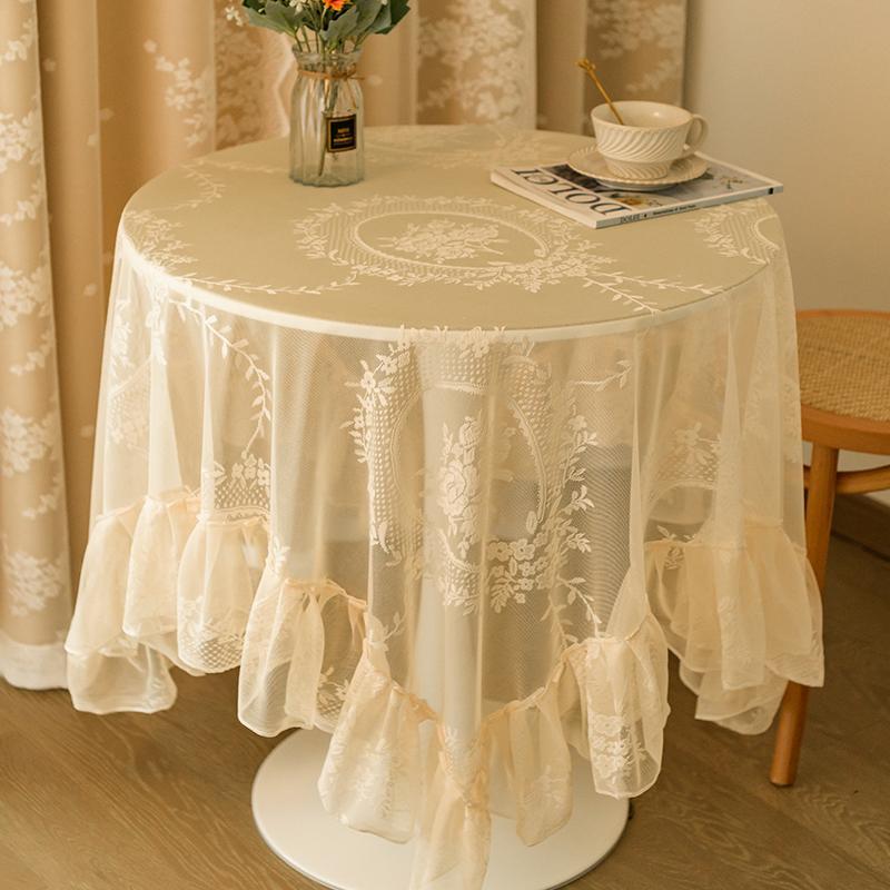 

Французская кружевная скатерть для стола Декор для столовой Романтическая вечеринка Свадебная скатерть Ins Ретро Кофейный чехол Вышивка Nappe De 120x120cm