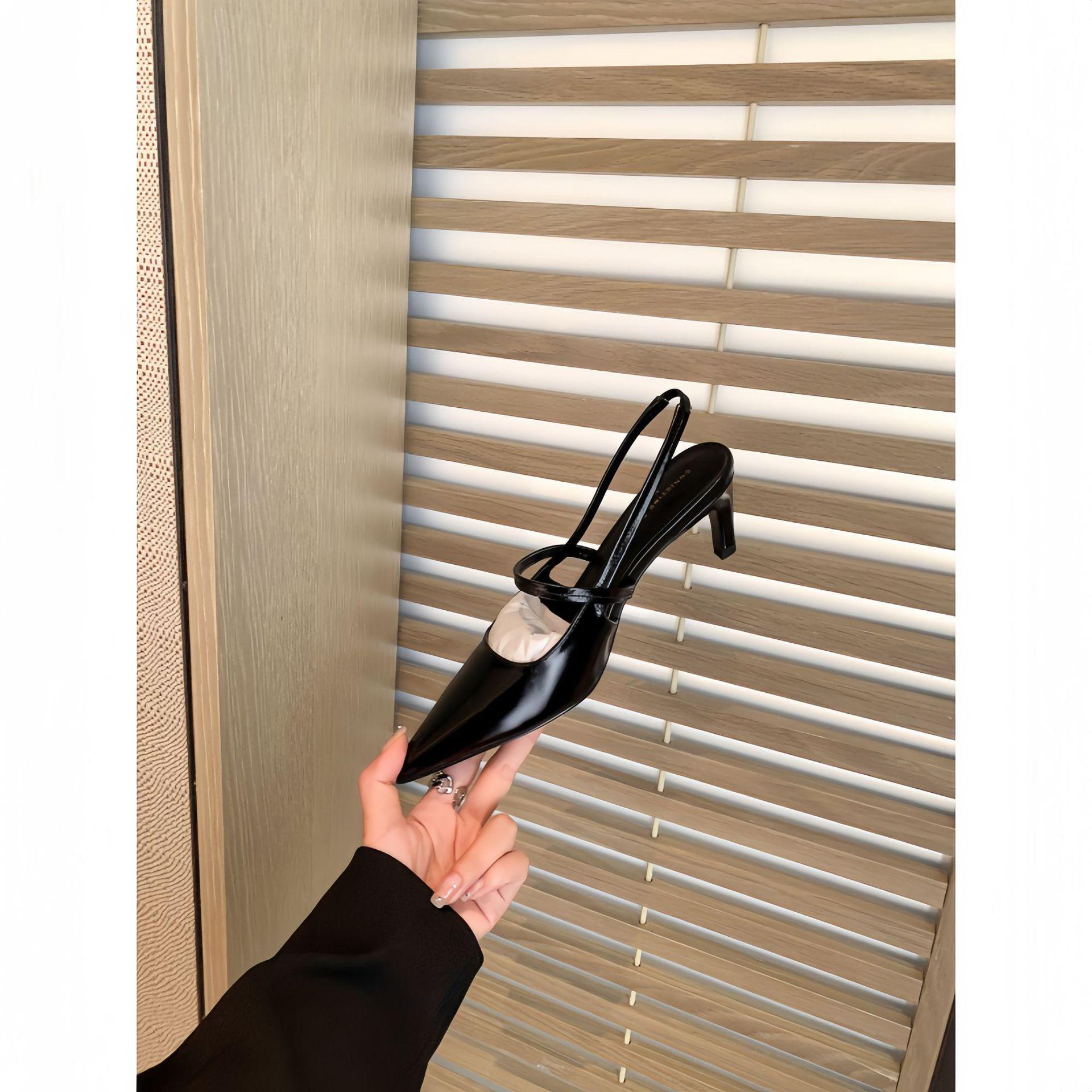 

2024 Su Yinyin Cowhide Leather Pointed Toe Stilettos - Women s Backless Commuter Sandals 40